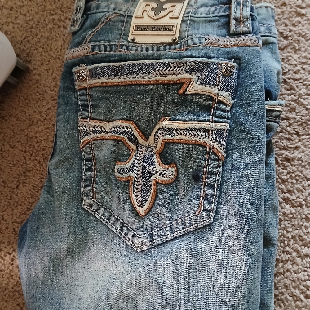 Rock Revival Light Wash Embroidered Pocket Jeans